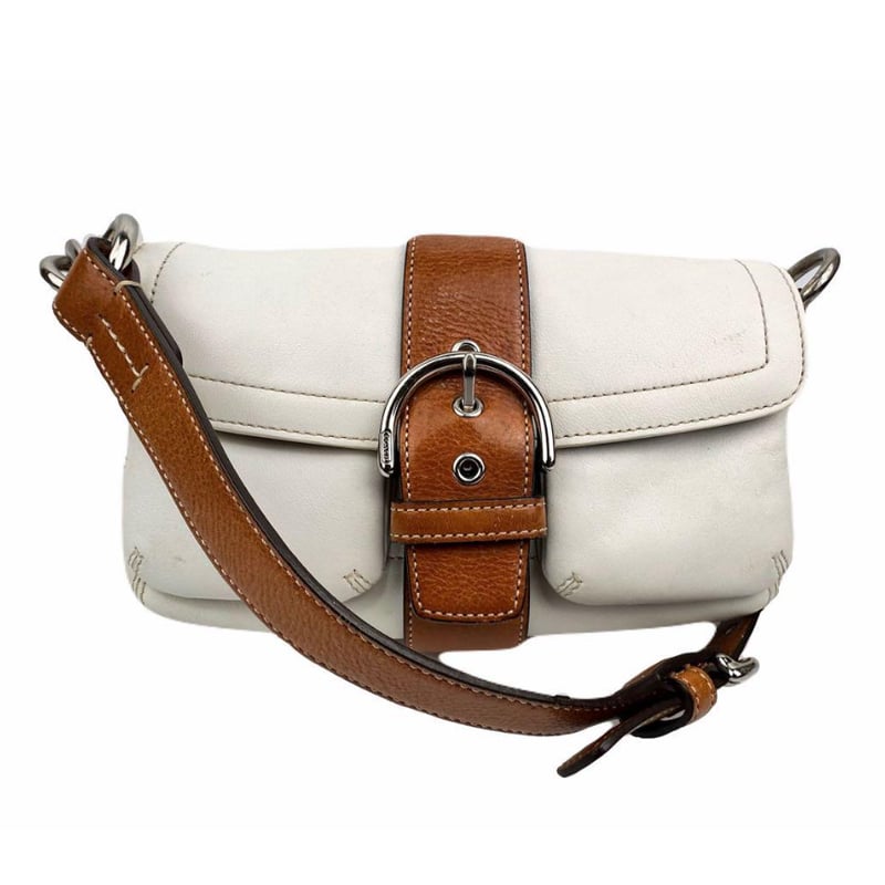コーチ COACH ショルダーバッグ ホワイト ブラウン 白レザー コーチ COACH ショルダーバッグ ホワイト ブラウン 白レザー