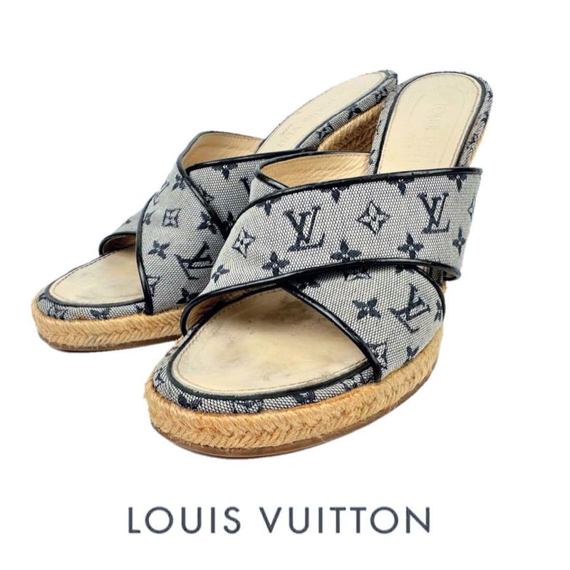 LOUIS VUITTON モノグラムウエッジソールサンダル LOUIS VUITTON モノグラムウエッジソールサンダル