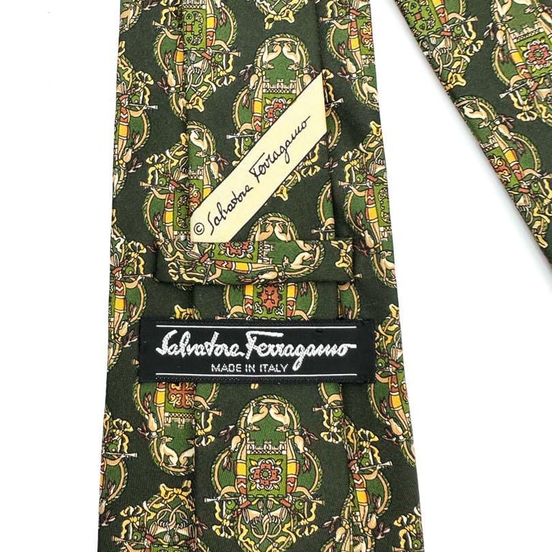 Salvatore Ferragamo/フェラガモ/グリーン/小紋/ネクタイ Amazon | フェラガモ ネクタイ Salvatore Ferragamo (8cm幅