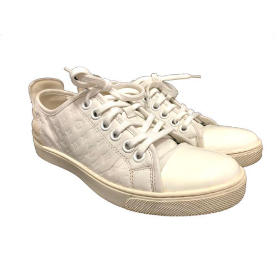 ルイヴィトン スニーカー モノグラム ロゴプリント キャンバス 革 23.5㎝ 美品๑ルイヴィトン*モノグラム✧スニーカー๑レザー*白✧23.5๑