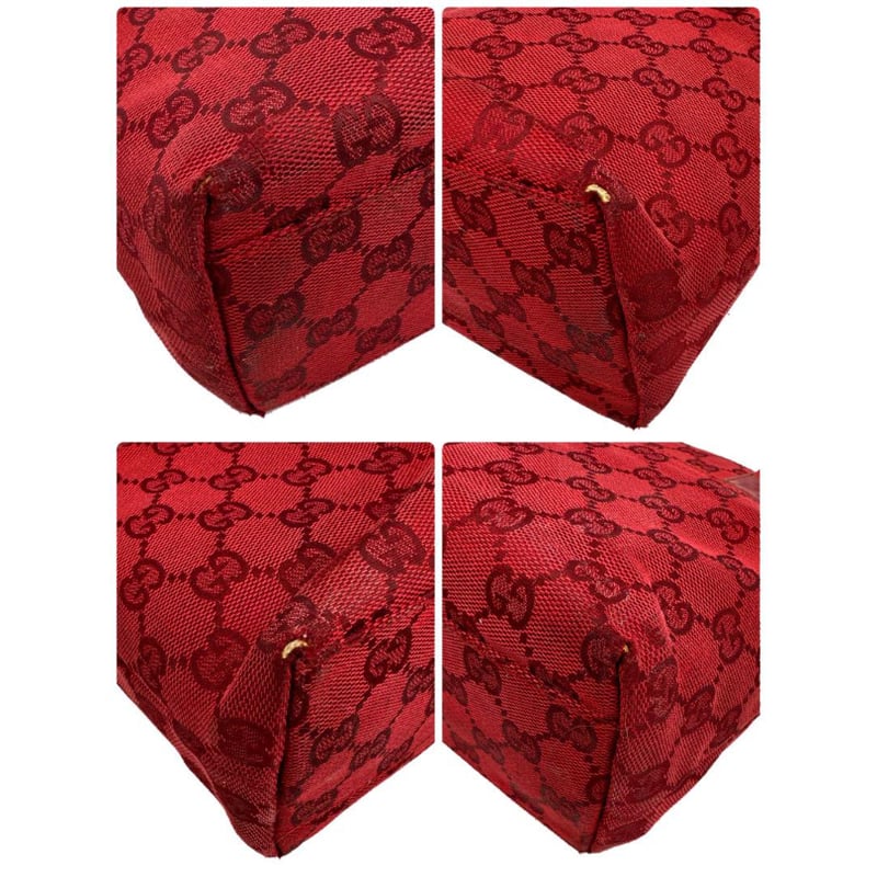 GUCCI グッチ 002 1079 001998 GGキャンバス レザー レッド 赤