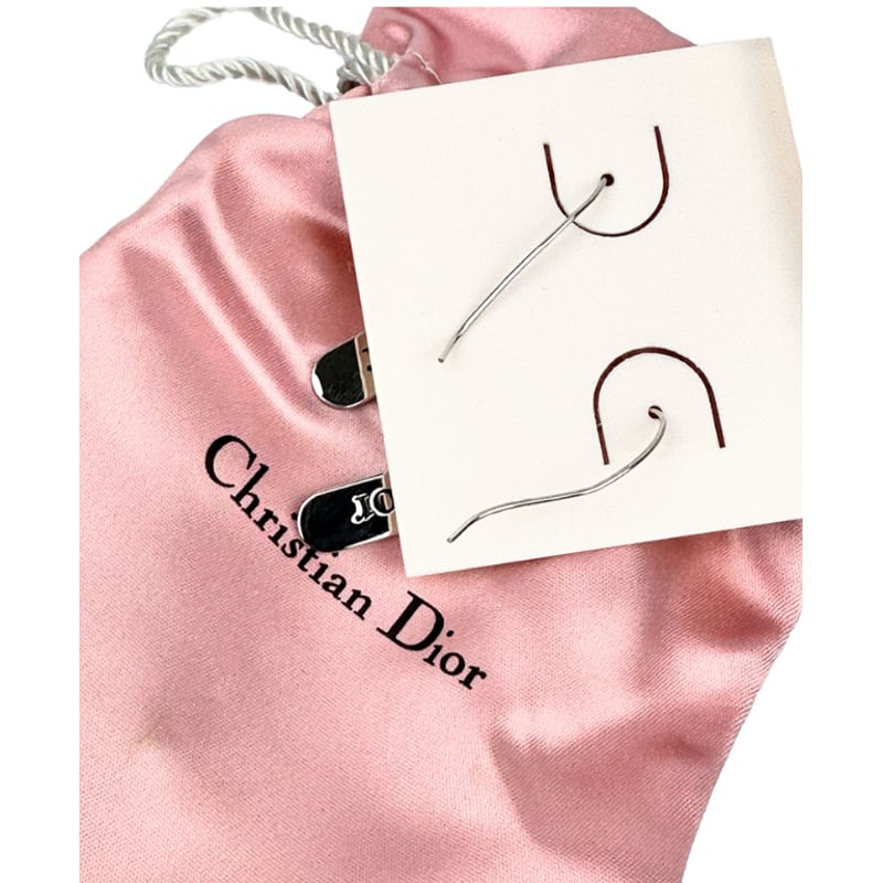 美品✨ ディオール フックピアス Diorロゴ ラインストーン ピンク シルバー Dior フックピアス シルバー ロゴ ストーンピンク 可愛い