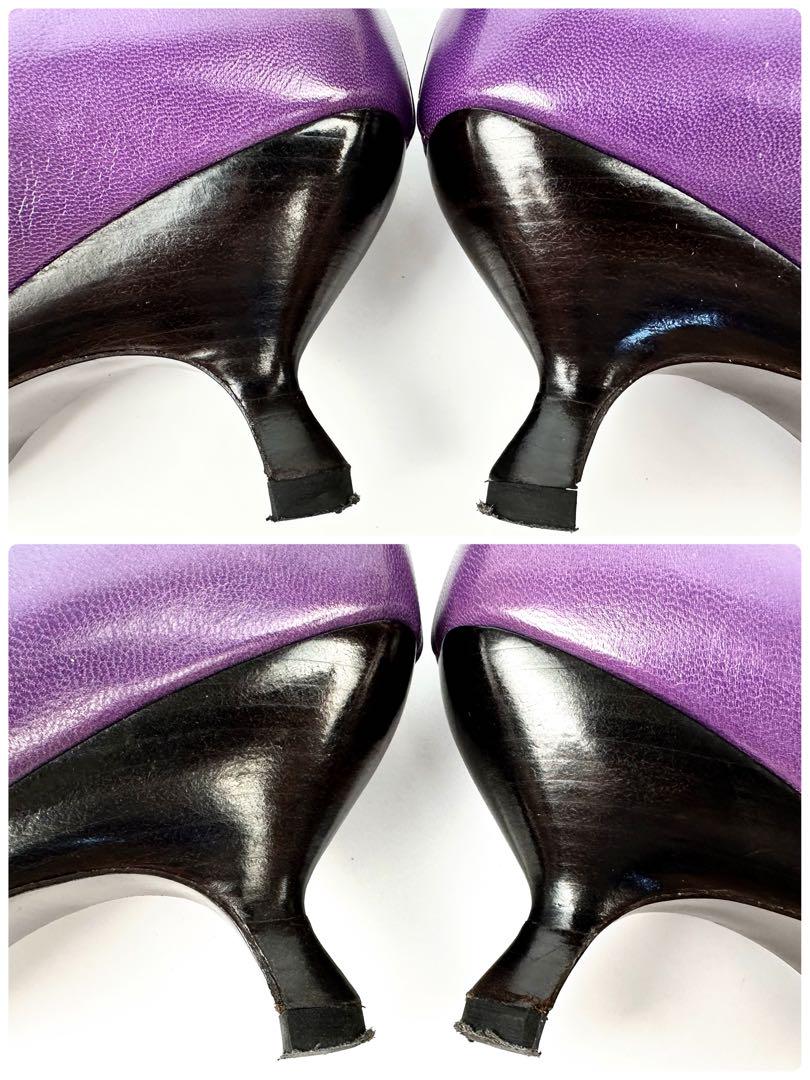 ミュウミュウ ジップアップロングブーツ 37 約24cm パープルレザー 紫