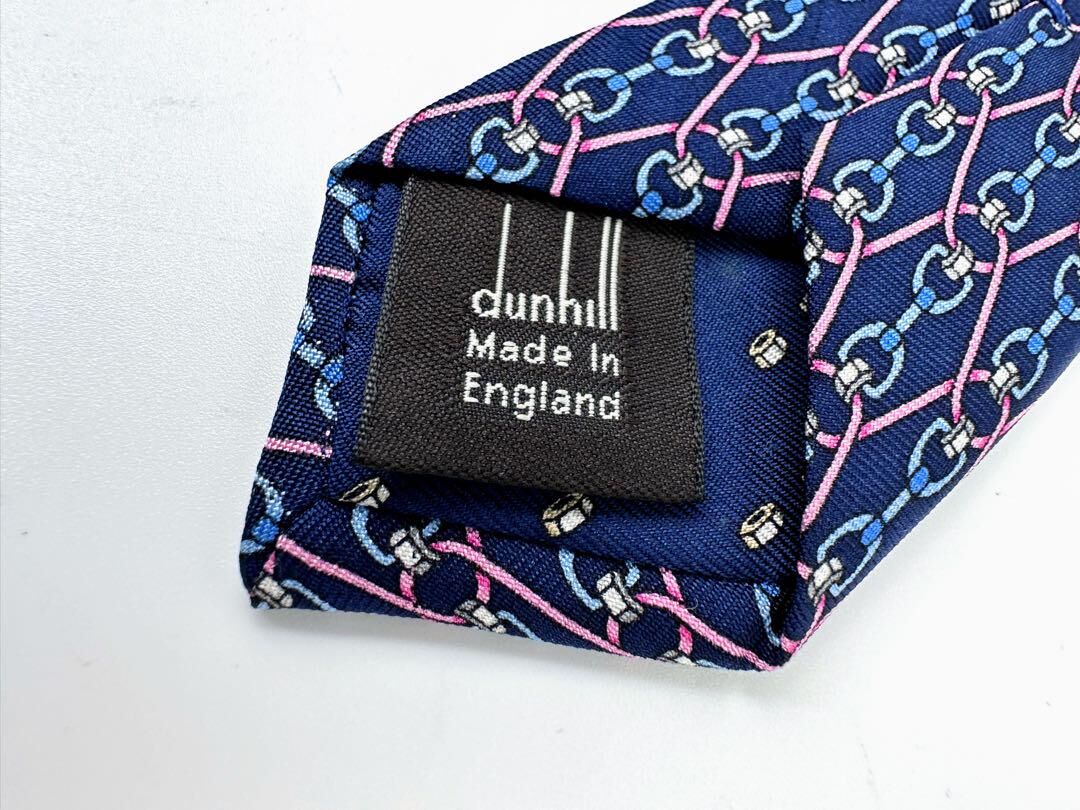 新品未使用 dunhill ダンヒル dロゴ ピンドット柄 ネクタイ ネイビー dh74-1d.jpg