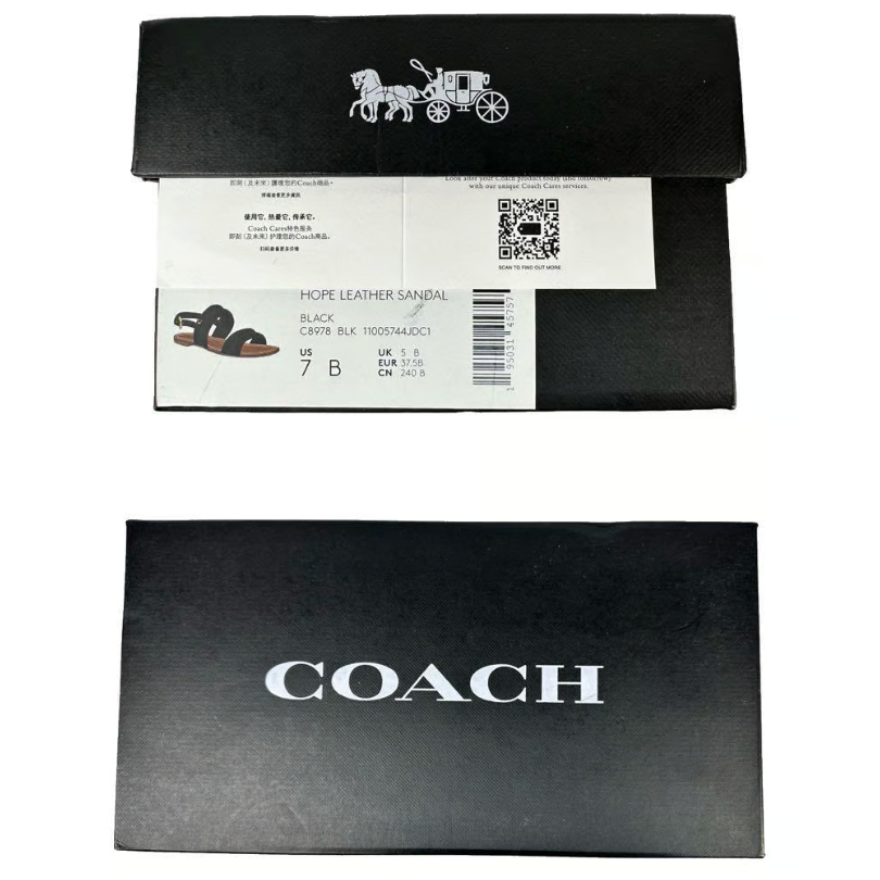 コーチ COACH ストラップサンダル ブラック7B約24cm 黒レザー　茶　金 コーチ COACH ストラップサンダル ブラック7B 約24cm 黒レザー