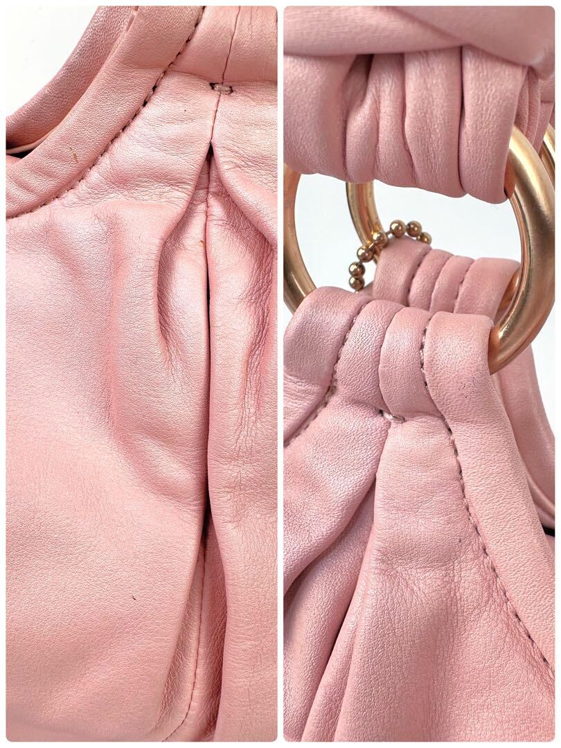 コーチ ピンクレザー トートバッグ がま口 肩掛けバッグ 13437 淡