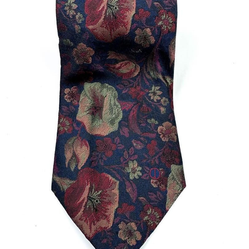 dunhill ダンヒル シルク100% 花柄 ネクタイダークネイビー アサガオ