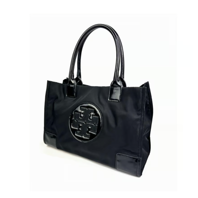 Tory Burch 黒 ナイロン ビジネスバッグ トリーバーチ RYBURCH ナイロンレザー ビジネスバッグ ブラック トート