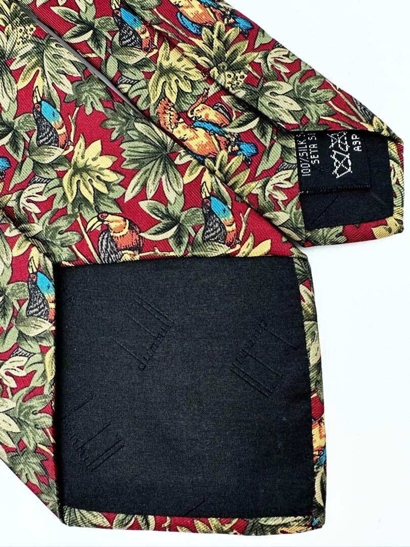 dunhill ダンヒル シルク100% ストライプ ネクタイ ブラウン 刺繍