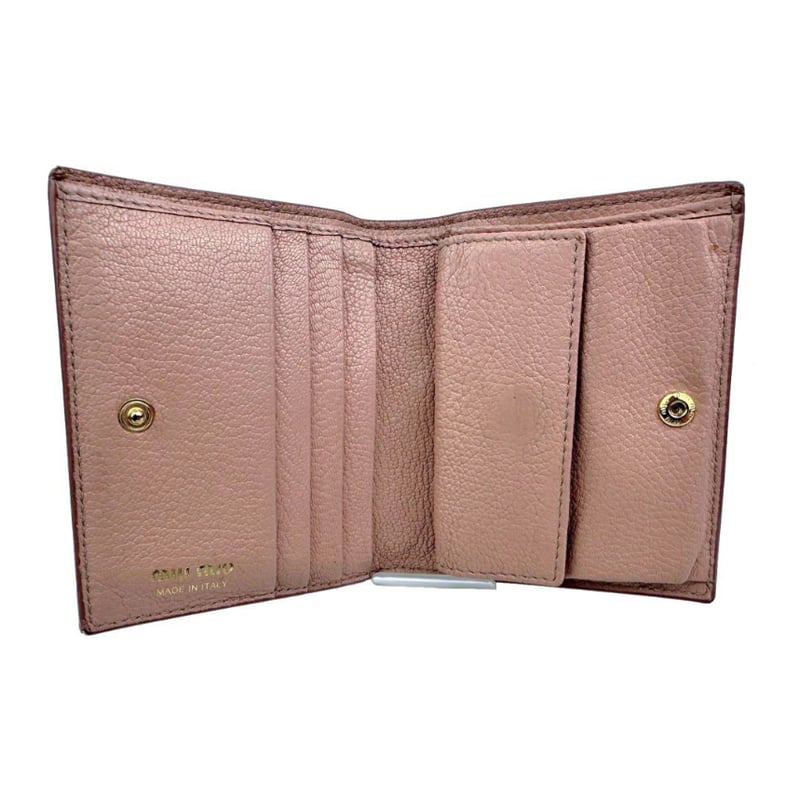 miumiu ミュウミュウ レザー 二つ折り 財布 ウォレット ピンク ミュウ