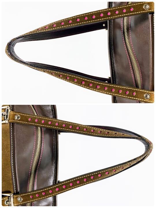 COACH コーチ　スウェードハンドバッグ　トート　スエード　1430 コーチ スエード トートバッグ 1430 ブラウンピンク パンチング