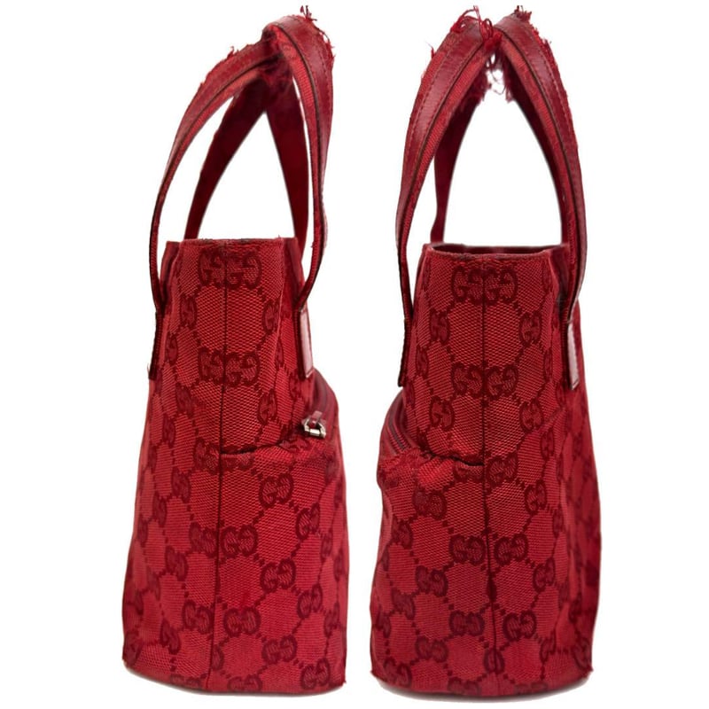 GUCCI グッチ 002 1079 001998 GGキャンバス レザー レッド 赤