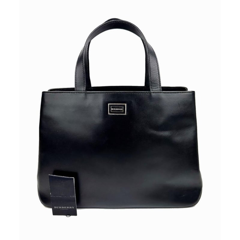 美品 BURBERRY バーバリー レザーハンドバッグ ブラック ノバチェック 