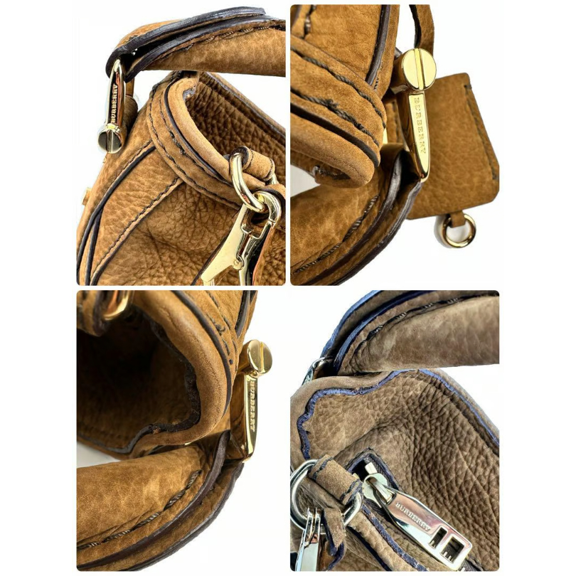 定価半額 新品 BURBERRY ブラウン レザー ショルダーバッグ BURBERRY バーバリー ロゴ レザーショルダーバッグ/ブラウン