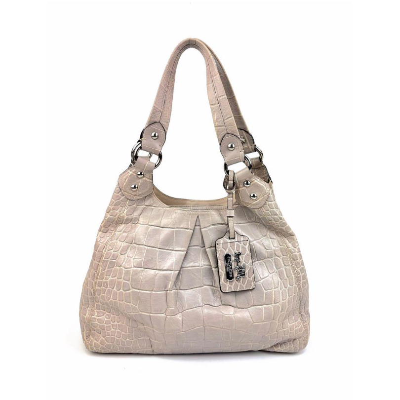 COACH　クロコ型押しショルダーバッグ コーチ COACH クロコ型押しレザー 肩掛け トートバッグ グレー系