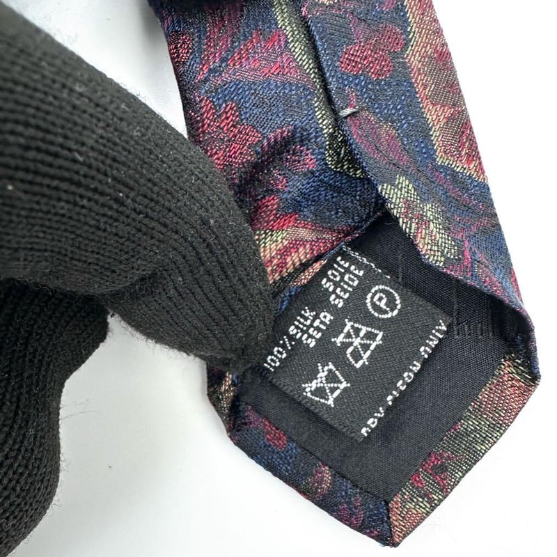 dunhill ダンヒル シルク100% 花柄 ネクタイダークネイビー アサガオ