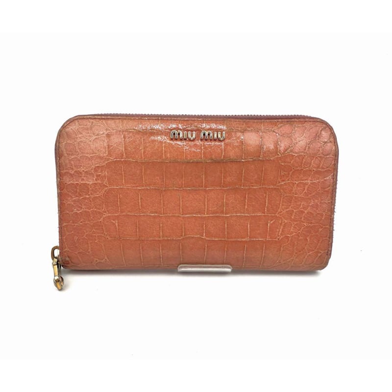ミュウミュウ MIUMIU 長財布 型押しレザー クロコダイル調 218A ミュウミュウ MIUMIU 長財布 型押しレザー クロコダイル調 218A