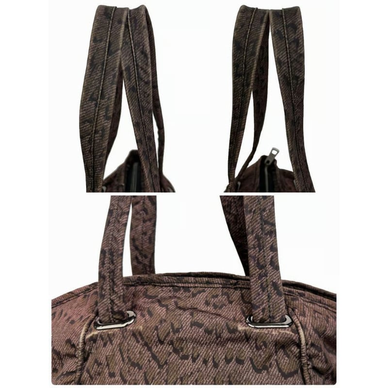 【NA】DIESEL ディーゼル ロゴ金具 ヒョウ柄 ナイロン ハンドバック NA】DIESEL ディーゼル ロゴ金具 ヒョウ柄 ナイロン