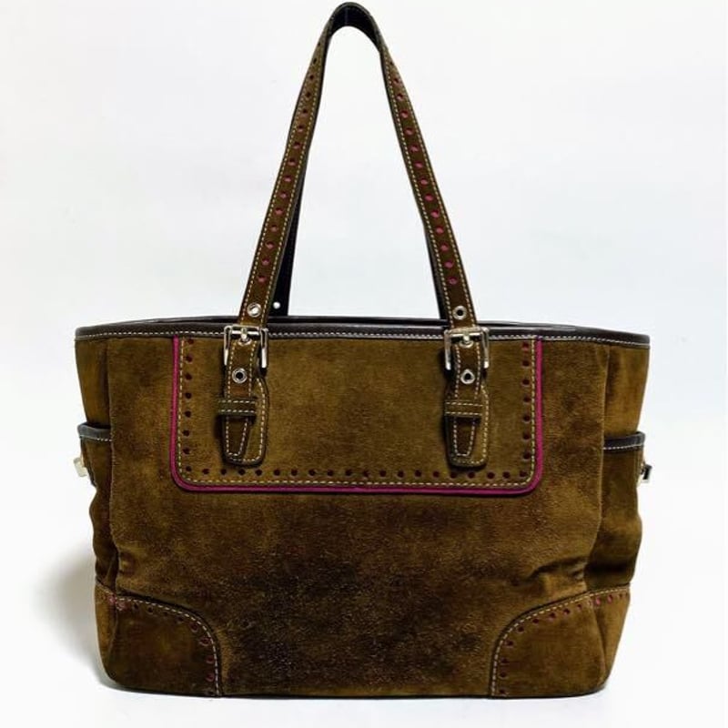 COACH トートバッグ ブラウン ピンク COACH - coach コーチ トートバッグ シグネチャー 花柄 PVC