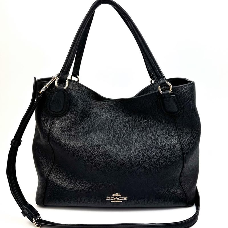 コーチ 2wayブラック ペブルドレザー ハンドバッグ ショルダー