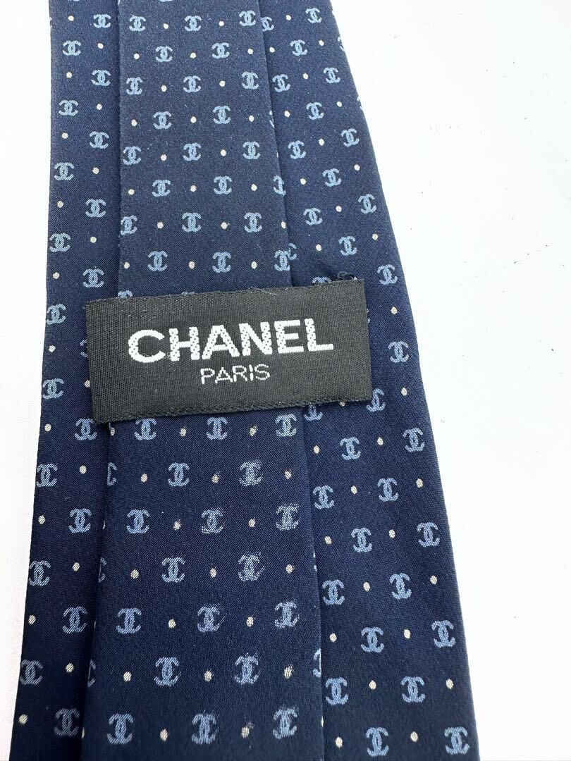 CHANEL シャネル シルク100% ココマーク ネクタイ ネイビー 紺色