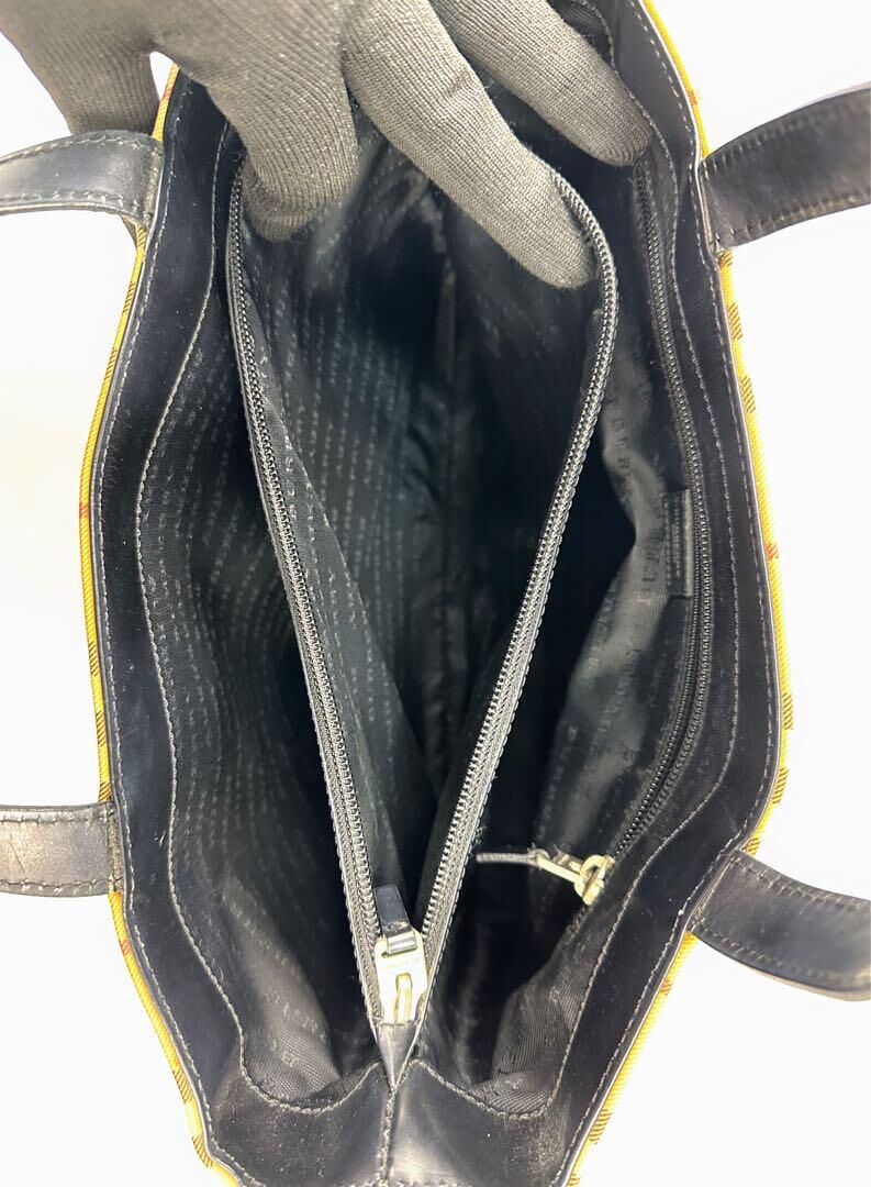 バーバリー ハンドバッグ ノバチェック ベージュ 黒レザーセパレーター 