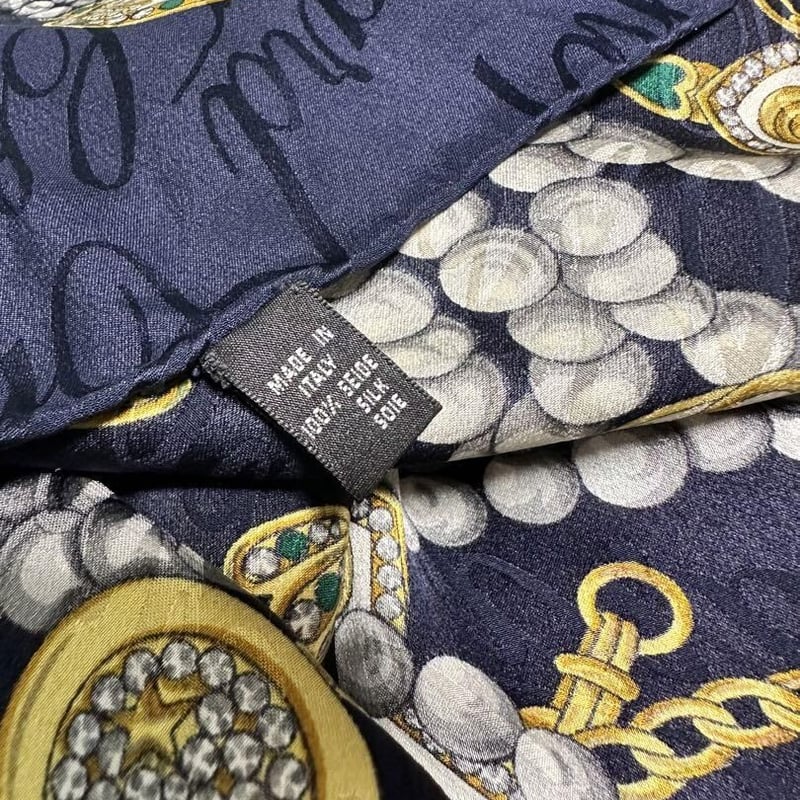 ショパール Chopard大判スカーフ シルク100% 首飾り 真珠 チェーン  