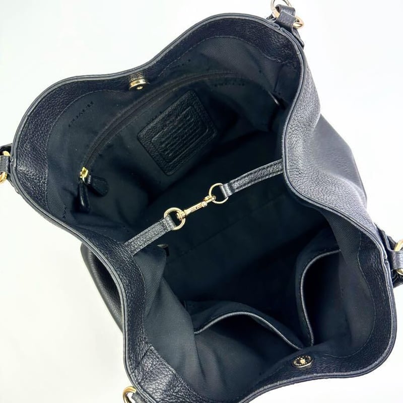 COACH ブラック ペブルレザー ハンドバッグ コーチ 2wayブラック ペブルドレザー ハンドバッグ ショルダー
