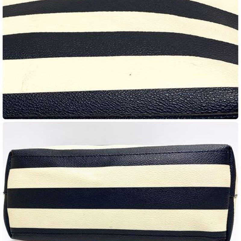 トリーバーチ ボーダー PVC 3way 脱着式ポーチ モノトーン 白紺 トリーバーチ ボーダー PVC 3way 脱着式ポーチ モノトーン 白紺