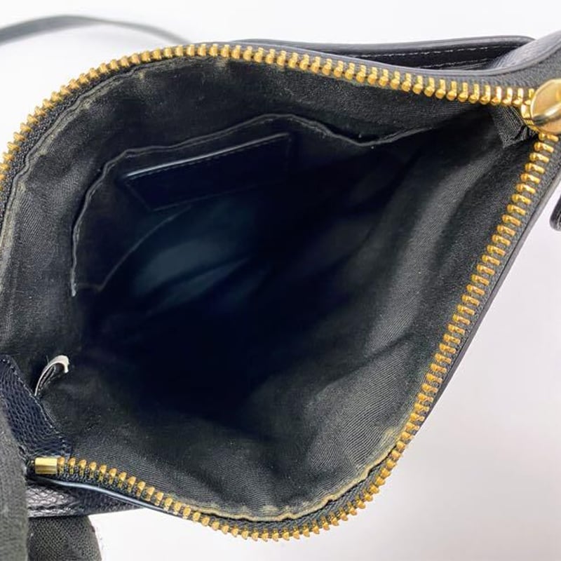 コーチ ショルダーバッグ サコッシュ ブラックレザー 黒革