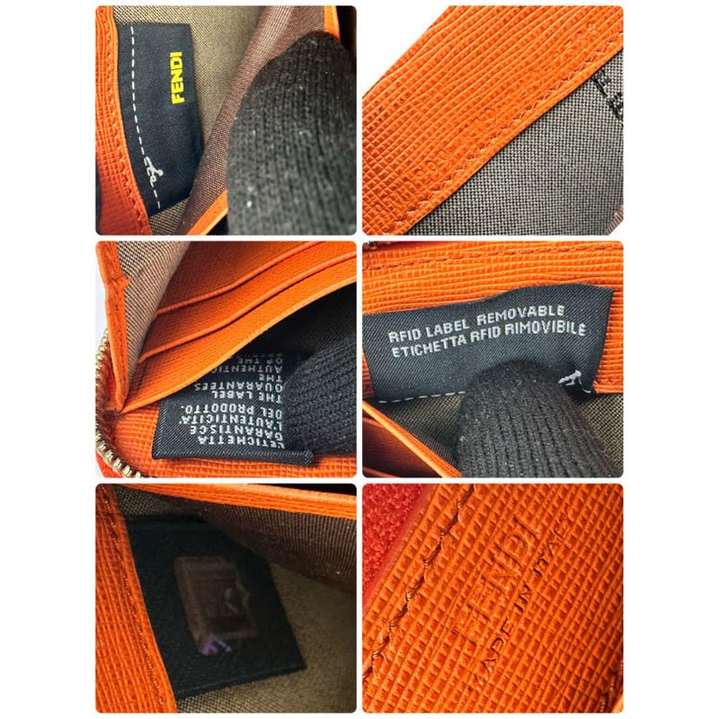 FENDI フェンディ レザー長財布 ラウンドジップ ロゴプレート FENDI フェンディ レザー長財布 ラウンドジップ ロゴプレート
