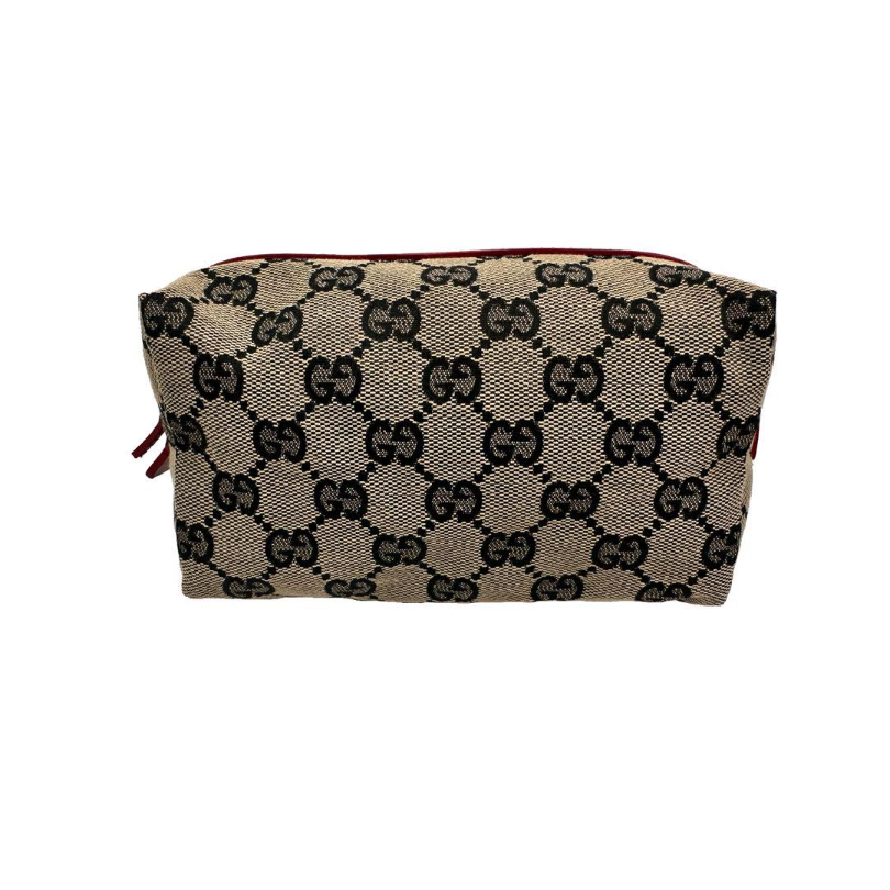 GUCCI グッチ GGキャンバス ブラウン×レッド 化粧ポーチ コスメ GUCCI グッチ GGキャンバス ブラウン×レッド 化粧ポーチ コスメ