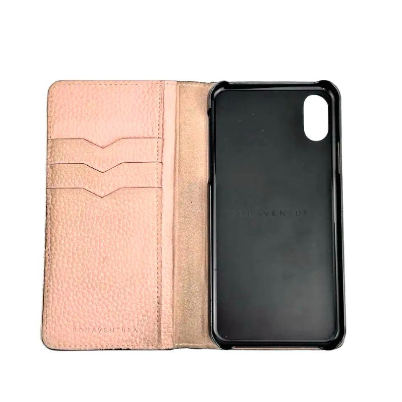 ボナベンチュラ iphoneX・Xs ケース グレージュ×サクラ BONAVENTURA(ボナベンチュラ)｜【UNISEX】ハンドル付き バック