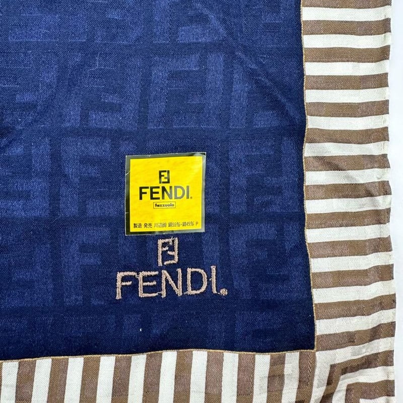 フェンディ FENDI バンダナ ハンカチ スカーフ ネイビー 紺色