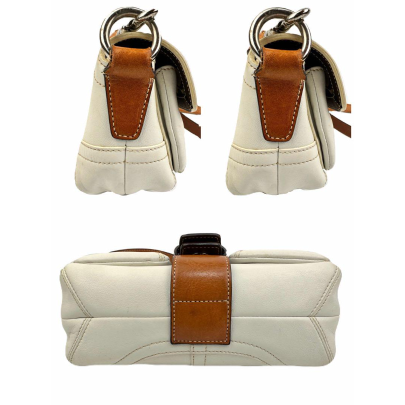 コーチ COACH ショルダーバッグ ホワイト ブラウン 白レザー コーチ COACH ショルダーバッグ ホワイト ブラウン 白レザー