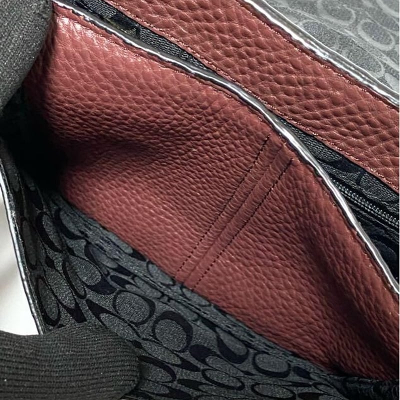 COACH コーチ エナメルレザー ボルドー バイカラー ななめがけ 