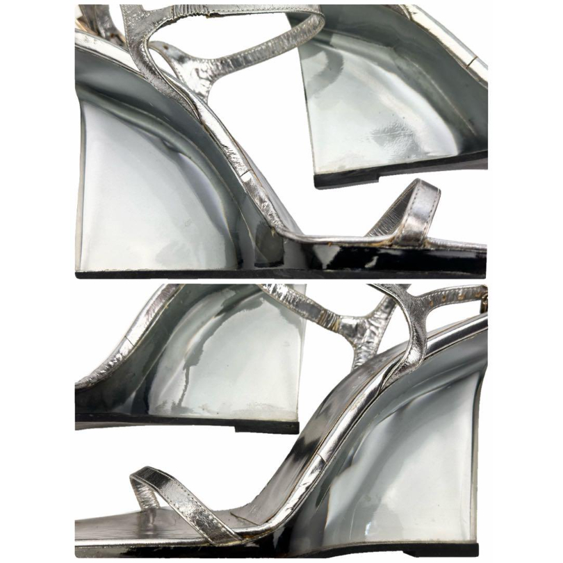 グッチ GUCCI ストラップサンダル 23.5cm オープントゥ ウェッジヒール