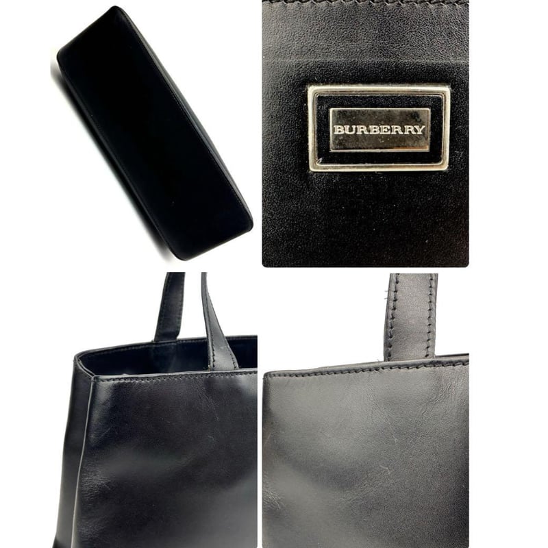 美品 BURBERRY バーバリー レザーハンドバッグ ブラック ノバチェック 