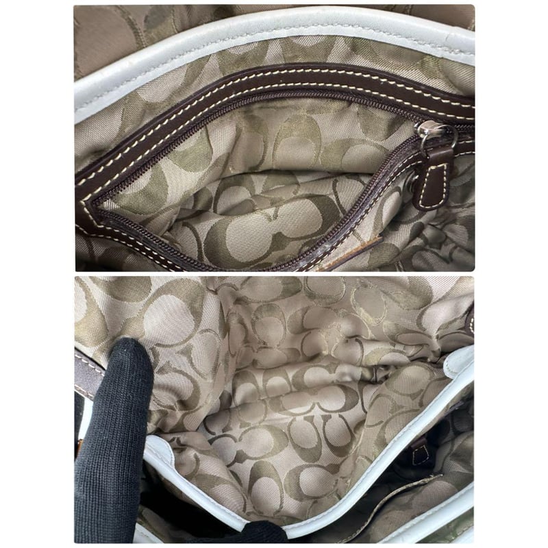 コーチ COACH ショルダーバッグ ホワイト ブラウン 白レザー コーチ COACH ショルダーバッグ ホワイト ブラウン 白レザー