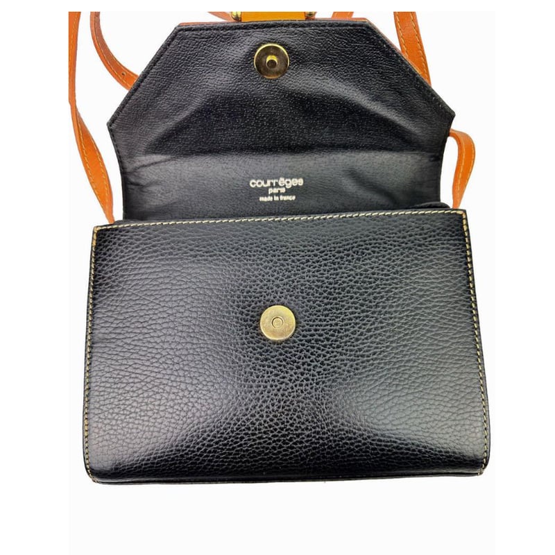 courreges クレージュ レザー ショルダーバッグ カメラバッグ 黒 Courreges - 良品 クレージュ ショルダーバッグ カメラバッグ