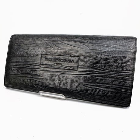 バレンシアガ レザー財布 お札入れ 黒 ブラック 長財布 ロングウォレット 薄型