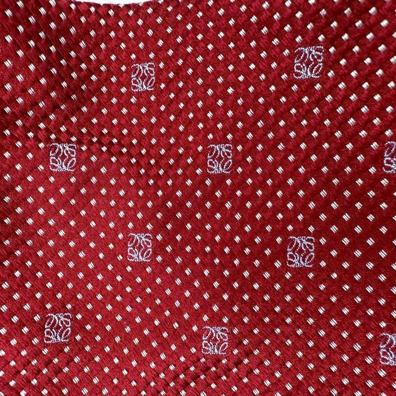 LOEWE ロエベ シルク100% ドット ネクタイ 赤 レッド ロゴ刺繍 LOEWE ロエベ シルク100% ドット ネクタイ 赤 レッド ロゴ刺繍
