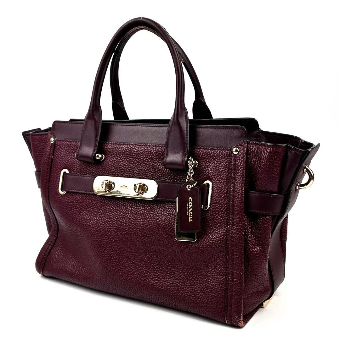 コーチ 34408 スワッガー キャリーオール ハンドバッグ ボルドー  