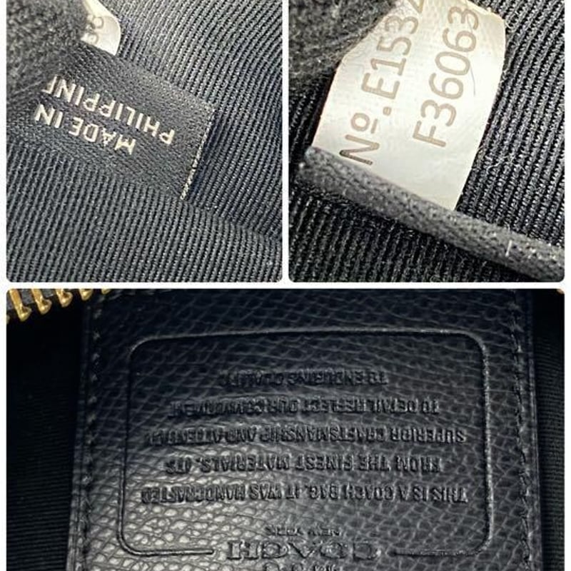 コーチ ショルダーバッグ サコッシュ ブラックレザー 黒革 F36063