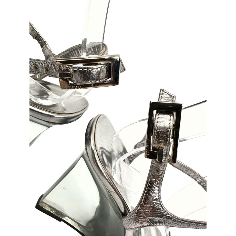 GUCCI グッチ レザー ヒール サンダル チャンキー アンクル ストラップ GUCCI グッチ レザー ヒール サンダル チャンキー アンクル ストラップ