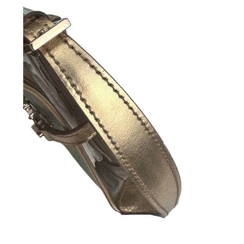 GUCCI グッチ GGキャンバスレザー イブニングバッグ 水色×ゴールド