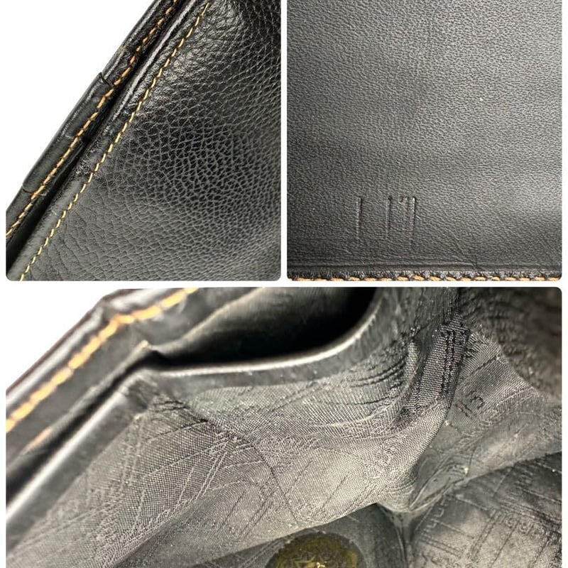 ダンヒル レザー 財布 お札入れ 黒 ブラック 二つ折り財布 ウォレット