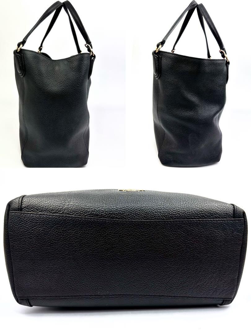 コーチ 2wayブラック ペブルドレザー ハンドバッグ ショルダー