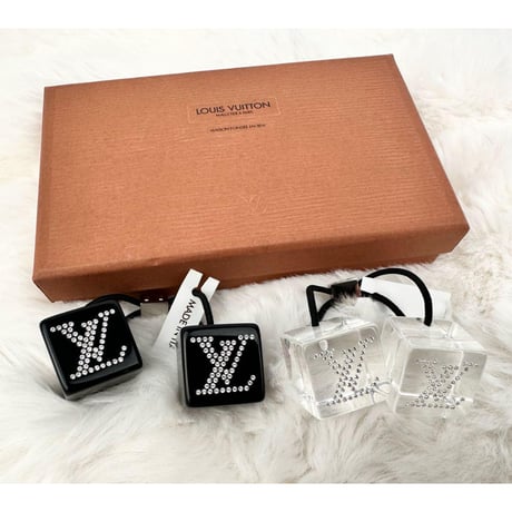 Louis Vuitton ルイヴィトン アクセサリー ヘアキューブ クリア×黒 ヘアゴム×2点 R23541 廃盤 ヴィンテージ プライダル お出かけ デート