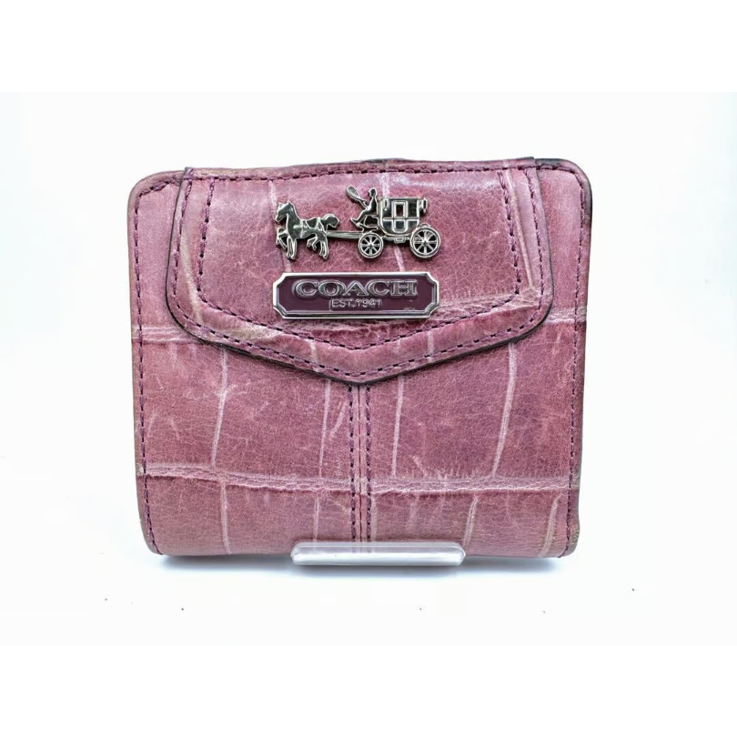 ☆新作 COACH シルバー クロコ型押し 二つ折り財布 58dfc4bf4b2293400e3d76fe23c3e5